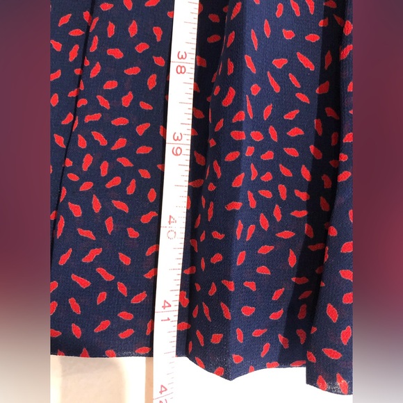 Vintage midi dress in blue with red dotted pattern - fits like Med - Picture 6 of 11